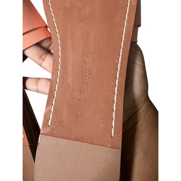 Sam Edelman Women's Peach Slip On Flat Sandals Square Toe Buckle Inez Slide 8.5 - Picture 6 of 7